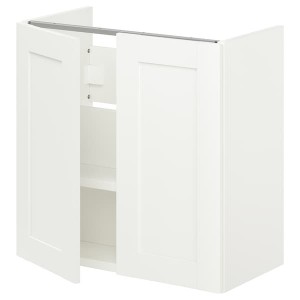 IKEA ENHET Bathroom vanity with 2 doors, 24x12 3/4x24 in White / White Frame, Ikea Outlet | 5692MQGSY