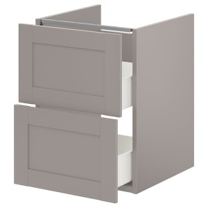 IKEA ENHET Bathroom vanity with 2 drawers, 18x18 3/4x24 in Gray / Gray Frame, Ikea Outlet | 5321WLVAF