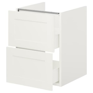IKEA ENHET Bathroom vanity with 2 drawers, 18x18 3/4x24 in White / White Frame, Ikea Outlet | 1847NLIGE