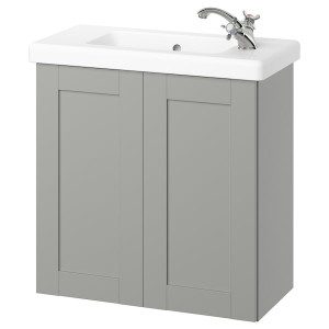 IKEA ENHET / TVÄLLEN Bathroom vanity w doors/sink/faucet, 25 1/2x13 1/8x26 in Gray / Gray Frame, Ikea Outlet | 0187FZTAD
