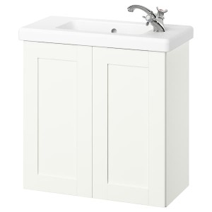 IKEA ENHET / TVÄLLEN Bathroom vanity w doors/sink/faucet, 25 1/2x13 1/8x26 in White / White Frame, Ikea Outlet | 6513LXPNR