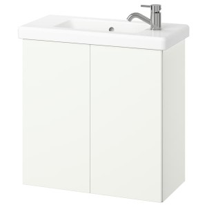 IKEA ENHET / TVÄLLEN Bathroom vanity w doors/sink/faucet, 25 1/2x13 1/8x26 in White, Ikea Outlet | 6451DZYPM