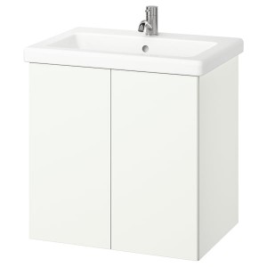IKEA ENHET / TVÄLLEN Bathroom vanity w doors/sink/faucet, 25 1/2x19 1/8x26 in White, Ikea Outlet | 6012JEPCR