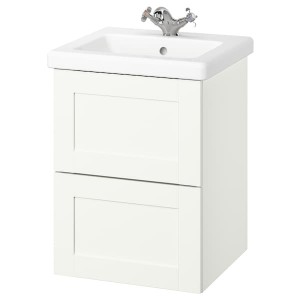IKEA ENHET / TVÄLLEN Bathroom vanity with sink & faucet, 19 5/8x19 1/8x26 in White / White Frame, Ikea Outlet | 4938PDKUB