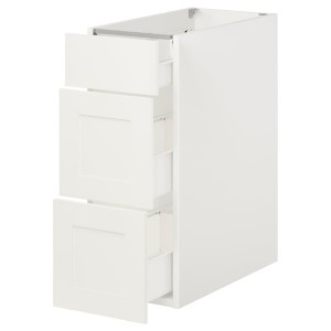 IKEA ENHET base cabinet with 3 drawers, 12x24 3/4x30 in White / White Frame, Ikea Outlet | 0132LEUMC
