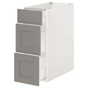 IKEA ENHET base cabinet with 3 drawers, 12x24 3/4x30 in White / Gray Frame, Ikea Outlet | 4907MKTHA