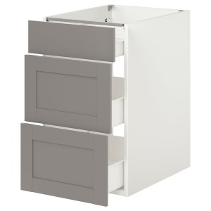 IKEA ENHET base cabinet with 3 drawers, 18x24 3/4x30 in White / Gray Frame, Ikea Outlet | 5736PLHNB