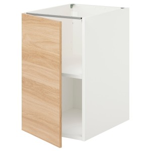 IKEA ENHET bc w shlf/door, 18x24 3/4x30 in White / Oak Effect, Ikea Outlet | 1690UEYRT
