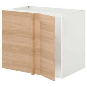 IKEA ENHET corner base cabinet with shelf/door White / Oak Effect, Ikea Outlet | 4716ASTIN