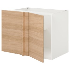IKEA ENHET corner base cabinet with shelf/door White / Oak Effect, Ikea Outlet | 9307MZXQK