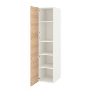 IKEA ENHET high cabinet with 2 doors, 18x24 3/4x80 in White / Oak Effect, Ikea Outlet | 5846JABHZ
