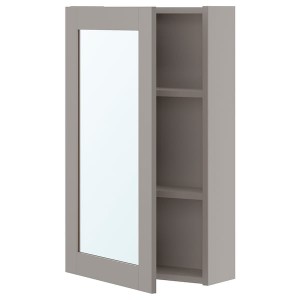 IKEA ENHET mirror cab/1 door, 18x6 3/4x30 in Gray / Gray Frame, Ikea Outlet | 4587OZDXB
