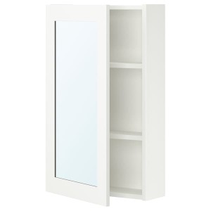 IKEA ENHET mirror cab/1 door, 18x6 3/4x30 in White / White Frame, Ikea Outlet | 4857XYOSZ