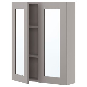 IKEA ENHET mirror cab/2 door, 24x6 3/4x30 in Gray / Gray Frame, Ikea Outlet | 0571KBDAN