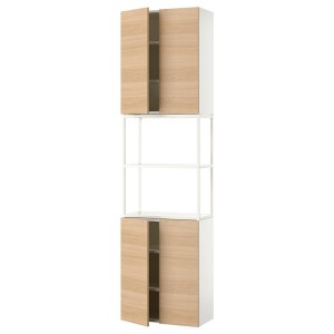 IKEA ENHET storage combination, 24x12 3/4x90 in White / Oak Effect, Ikea Outlet | 7504EZMNY
