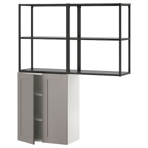 IKEA ENHET storage combination, 48x12 3/4x60 in Anthracite / Gray Frame, Ikea Outlet | 6179HWRBJ
