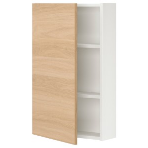 IKEA ENHET wall cabinet/1 door, 18x6 3/4x30 in White / Oak Effect, Ikea Outlet | 1423UNPYS