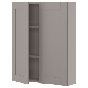 IKEA ENHET wall cabinet/2 door, 24x6 3/4x30 in Gray / Gray Frame, Ikea Outlet | 7149YAQFG