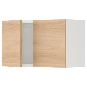 IKEA ENHET wall cabinet with doors, 24x12 3/4x15 in White / Oak Effect, Ikea Outlet | 1436HLNCB