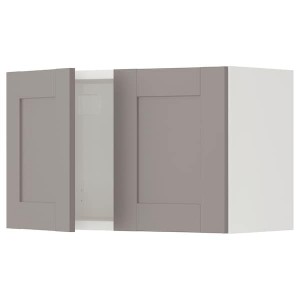 IKEA ENHET wall cabinet with doors, 24x12 3/4x15 in White / Gray Frame, Ikea Outlet | 9815GLOHS