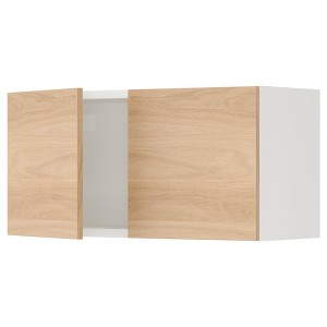 IKEA ENHET wall cabinet with doors, 30x12 3/4x15 in White / Oak Effect, Ikea Outlet | 3064GWUSZ
