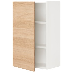 IKEA ENHET wall cb w 2 shlvs/door, 18x12 3/4x30 in White / Oak Effect, Ikea Outlet | 5620ZMFJQ