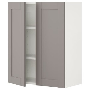 IKEA ENHET wall cb w 2 shlvs/doors, 24x12 3/4x30 in White / Gray Frame, Ikea Outlet | 6047QUAZK