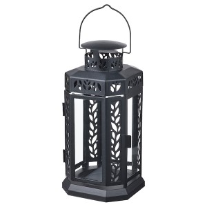 IKEA ENRUM lantern for candle, indoor/outdoor, 11 in Black, Ikea Outlet | 3924YZGKA