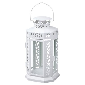 IKEA ENRUM lantern for candle, indoor/outdoor, white, 11 in Black, Ikea Outlet | 8954YRVJX