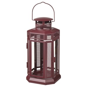 IKEA ENRUM lantern for pillar candle, in/out, brown-red, 11 in, Ikea Outlet | 5760GPNUV