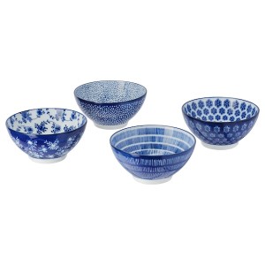 IKEA ENTUSIASM bowl, 4 ½ in, 4 pack Patterned / Blue, Ikea Outlet | 0781LNVXP