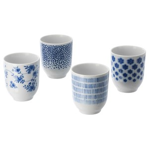 IKEA ENTUSIASM tumbler, 7 oz, 4 pack Patterned / Blue, Ikea Outlet | 6219XDHYO