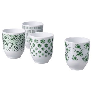 IKEA ENTUSIASM tumbler, 7 oz, 4 pack Patterned / Green, Ikea Outlet | 6753BASKG