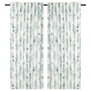 IKEA EVERESTBJÖRK curtains, 1 pair, floral pattern, 57x98 in, Ikea Outlet | 2654UJBKC