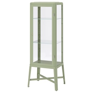 IKEA FABRIKÖR Glass-door cabinet, 22 1/2x59 in Pale Gray / Green, Ikea Outlet | 0251NHBKU