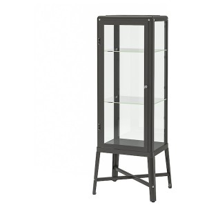 IKEA FABRIKÖR Glass-door cabinet, 22 1/2x59 in Dark Gray, Ikea Outlet | 5801LMIXR