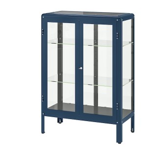 IKEA FABRIKÖR Glass-door cabinet, 31 7/8x44 1/2 in Black / Blue, Ikea Outlet | 5762HZGCB