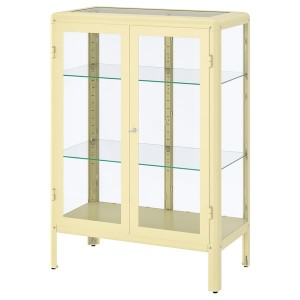 IKEA FABRIKÖR Glass-door cabinet, 31 7/8x44 1/2 in Light Yellow, Ikea Outlet | 9705BUHVN