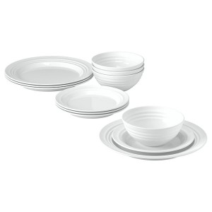 IKEA FAVORISERA 12 piece dinnerware set, white, Ikea Outlet | 5783CTKVJ