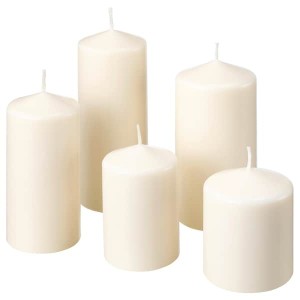 IKEA FENOMEN unscented block candle, set of 5 Natural, Ikea Outlet | 9053ATBQL
