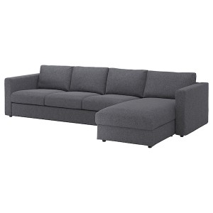 IKEA FINNALA cover for sectional, 4-seat, with chaise Gunnared Medium Gray, Ikea Outlet | 7945NMQHZ