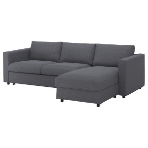 IKEA FINNALA cover for sleeper sofa, with chaise Gunnared Medium Gray, Ikea Outlet | 2936ODCAJ
