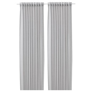 IKEA FJÄDERMOTT curtains, 1 pair, white/gray, 57x98 in, Ikea Outlet | 2780QEJDW