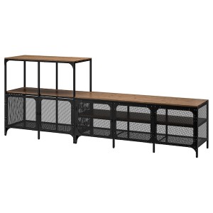 IKEA FJÄLLBO TV storage combination, black, 98 3/8x14 1/8x37 3/8 in, Ikea Outlet | 4169GSDKZ
