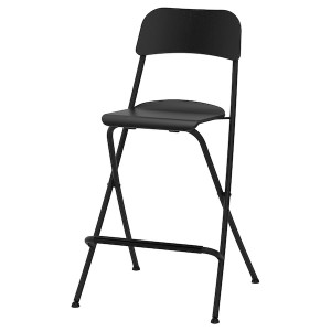 IKEA FRANKLIN Bar stool with backrest, foldable, black, black, Width: 19 5/8 in. Find it here!, Ikea Outlet | 6018MXICA