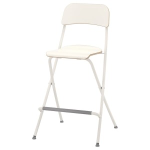IKEA FRANKLIN bar stool with backrest, foldable, white/white, 24 3/4 in, Ikea Outlet | 1587UYZPS