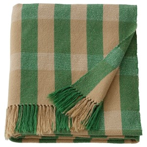 IKEA FRÖDD throw, green/stripe, 51x71 in, Ikea Outlet | 8192CWTGM