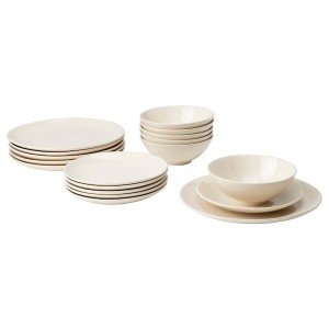 IKEA FÄRGKLAR 18-piece dinnerware set Glossy Beige, Ikea Outlet | 9341SPDAV