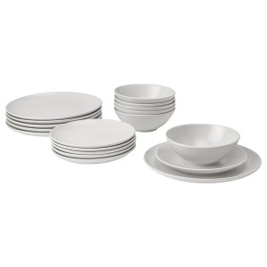 IKEA FÄRGKLAR 18-piece dinnerware set Matte Light Gray, Ikea Outlet | 3250KBCIA