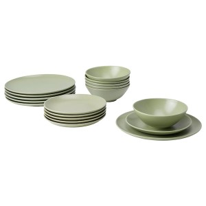 IKEA FÄRGKLAR 18-piece dinnerware set Matte Green, Ikea Outlet | 3904DRTCH
